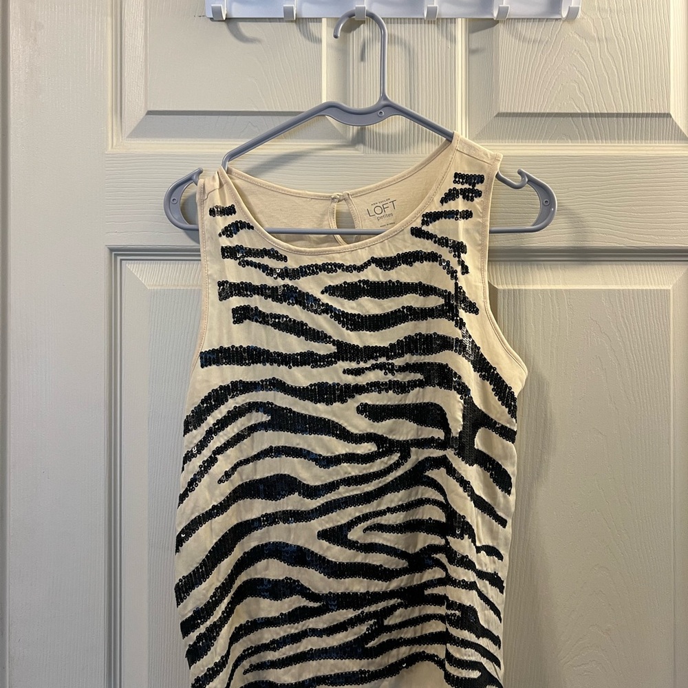 LOFT Zebra Print Tank Top in Black and Cream